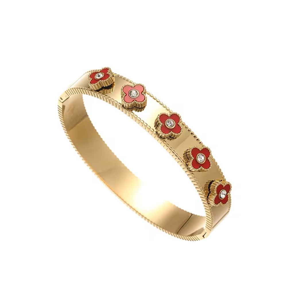Gold and Red Floral Bracelet